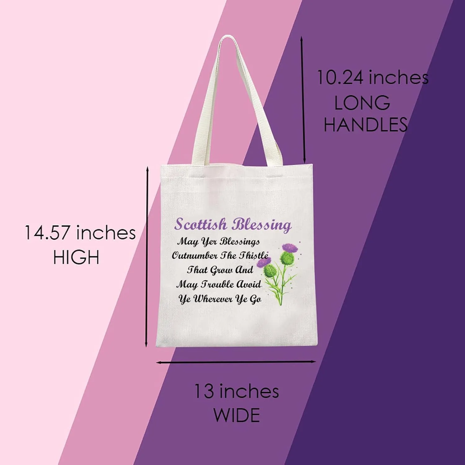MNIGIU Scottish Thistle Makeup Cosmetic Bag Scottish Blessing Gift May Yer Blessings Outnumber The Thistle That Grow Travel Zipper Pouch (Scottish Tote)