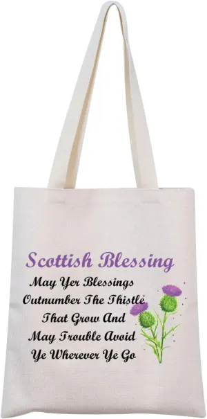 MNIGIU Scottish Thistle Makeup Cosmetic Bag Scottish Blessing Gift May Yer Blessings Outnumber The Thistle That Grow Travel Zipper Pouch (Scottish Tote)