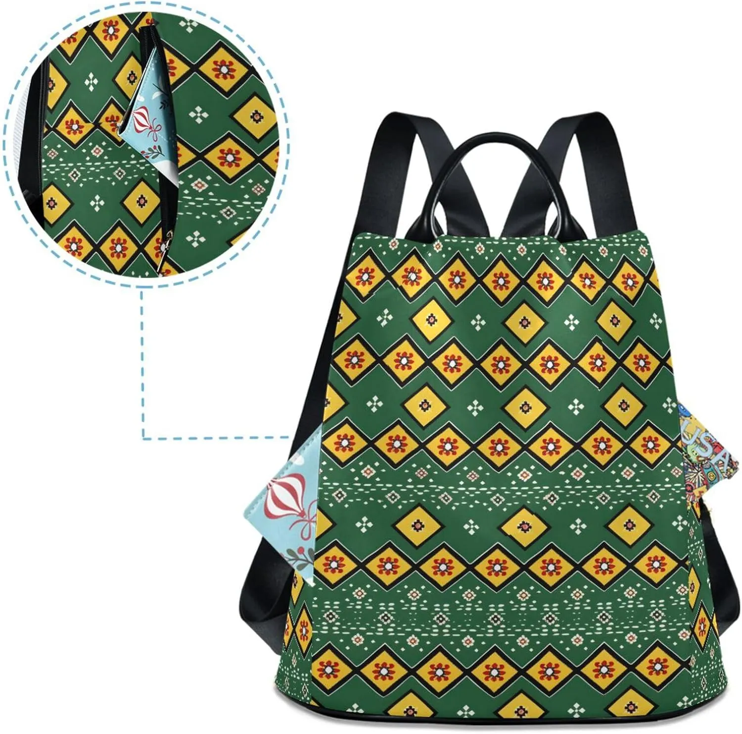 MNSRUU Women Backpack Purse Retro Flowers Boho Backpack for Women Anti-theft Shoulder Bag Carry On Backpack Lightweight Rucksack Fashion Travel Ladies Bags