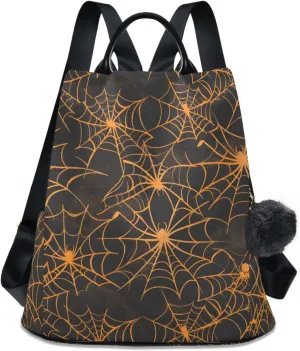 MNSRUU Women Backpack Purse Spiders and Webs Halloween Backpack for Women Anti-theft Shoulder Bag Carry On Backpack Lightweight Rucksack Fashion Travel Ladies Bags
