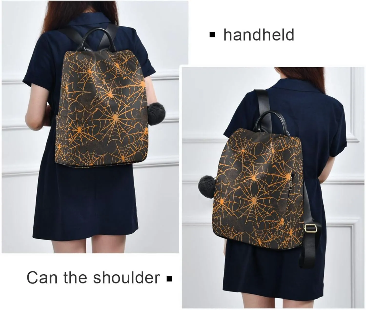 MNSRUU Women Backpack Purse Spiders and Webs Halloween Backpack for Women Anti-theft Shoulder Bag Carry On Backpack Lightweight Rucksack Fashion Travel Ladies Bags