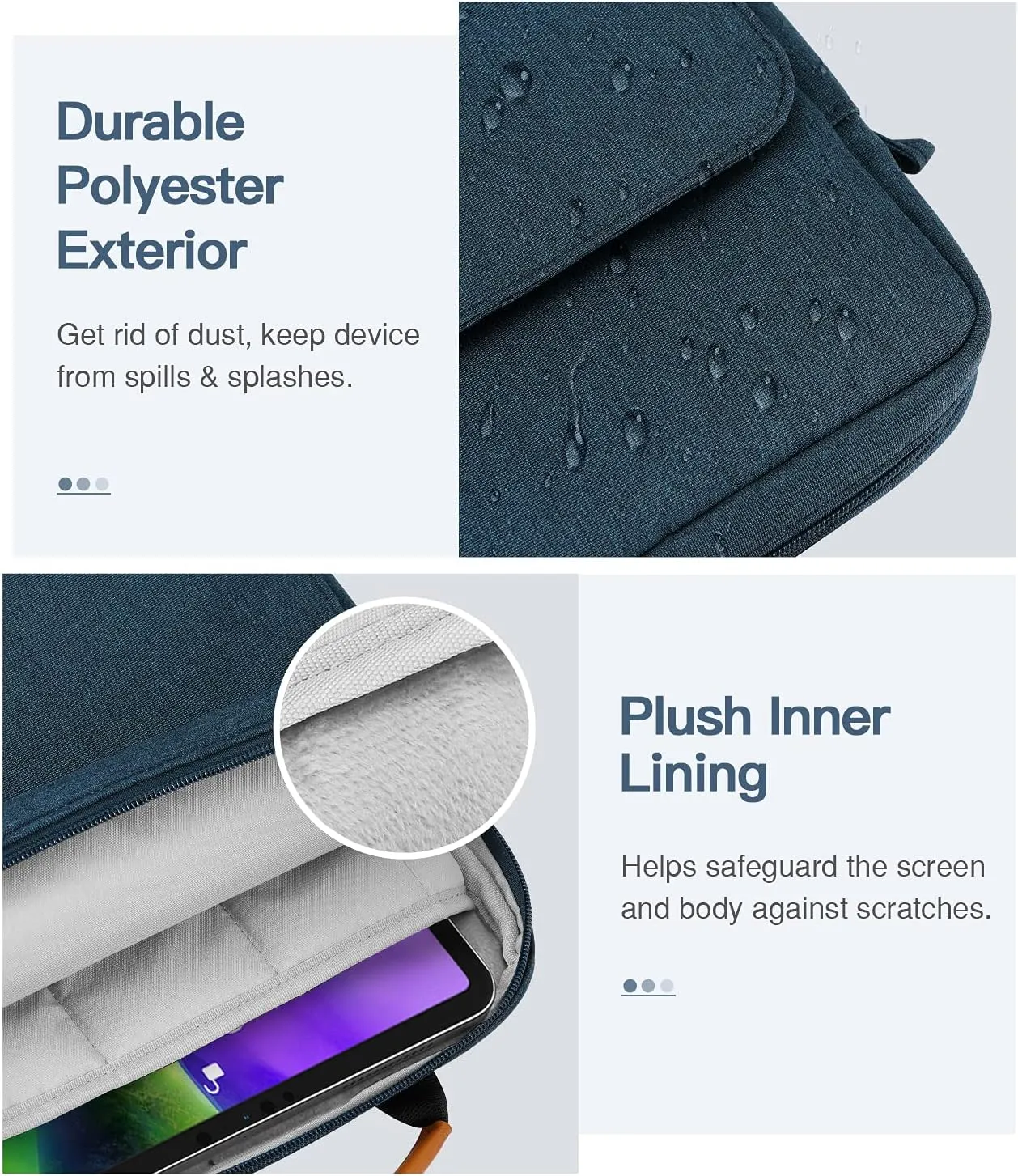 MoKo 9-11 Inch Tablet Sleeve Bag Handle Carrying Case with Shoulder Strap Fits 11inch iPad Air M3, iPad A16 2025, Pro 11 inch, iPad 10/9/8/7th Gen, Tab S8/S9 11", Indigo