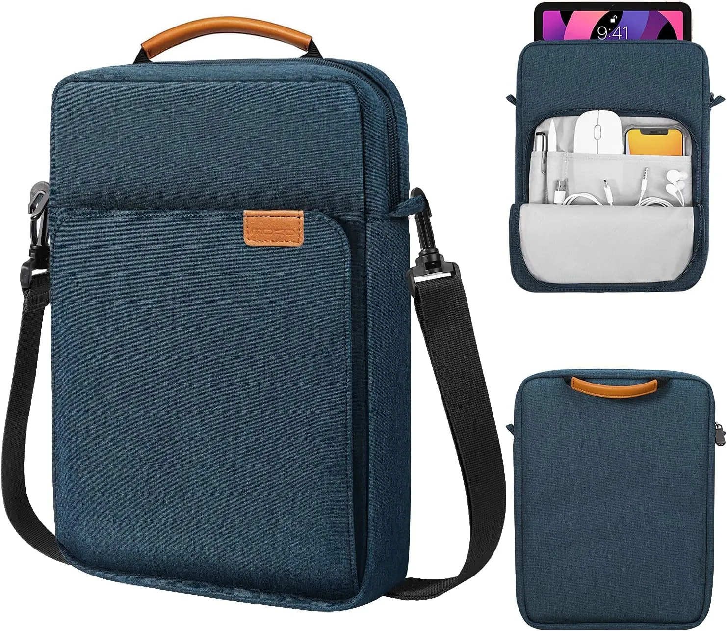 MoKo 9-11 Inch Tablet Sleeve Bag Handle Carrying Case with Shoulder Strap Fits 11inch iPad Air M3, iPad A16 2025, Pro 11 inch, iPad 10/9/8/7th Gen, Tab S8/S9 11", Indigo