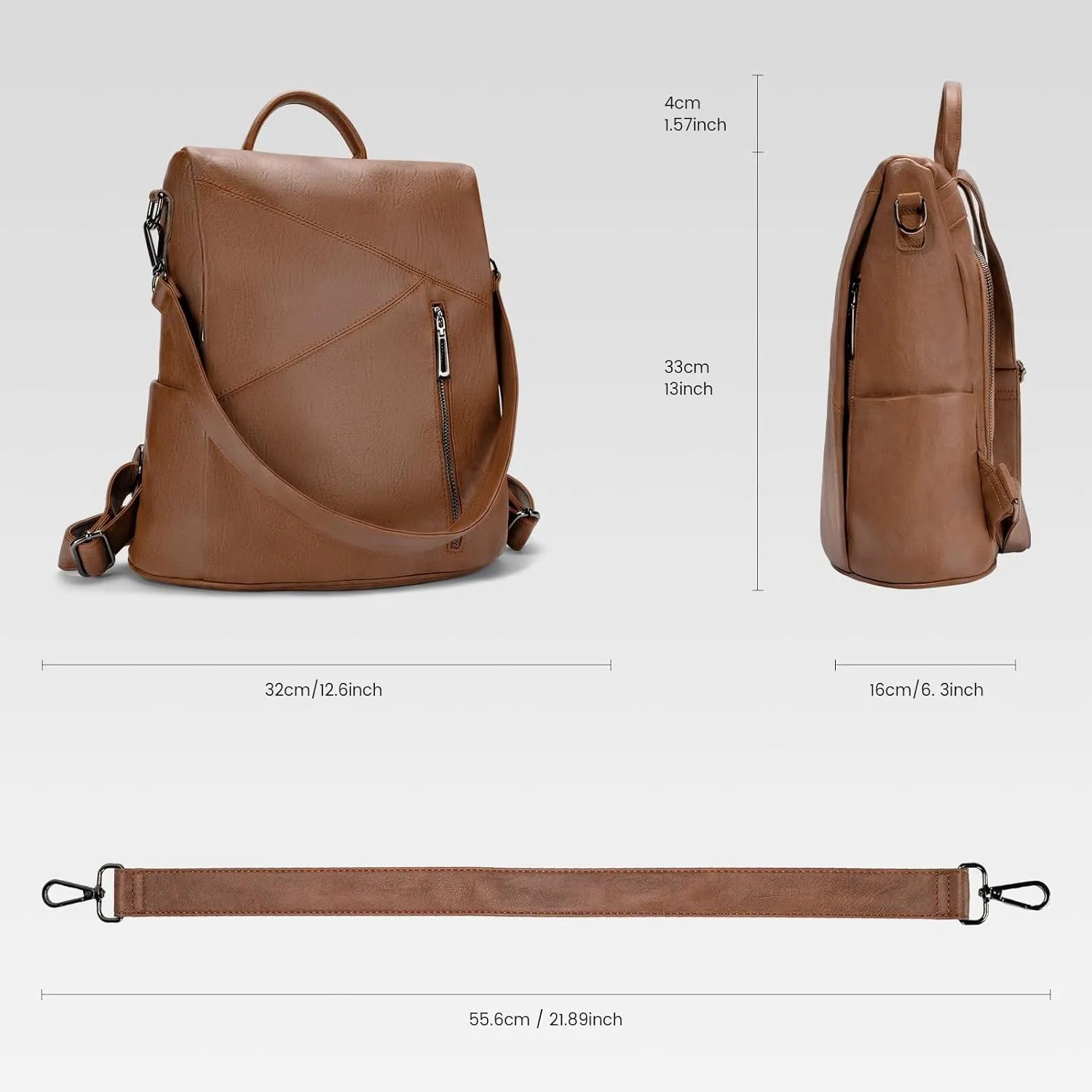 molshine Anti Theft Backpack,Fashion Casual Travel PU Leather Daypack Bag Shoulder Rucksack Handbags for Women HB041