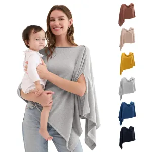 Momcozy Nursing Cover for Breastfeeding, Breathable Soft Privacy Poncho, Multi-Use Nursing Shawl, Portable Breast Feeding Covers for Women, Includes Laundry Bag