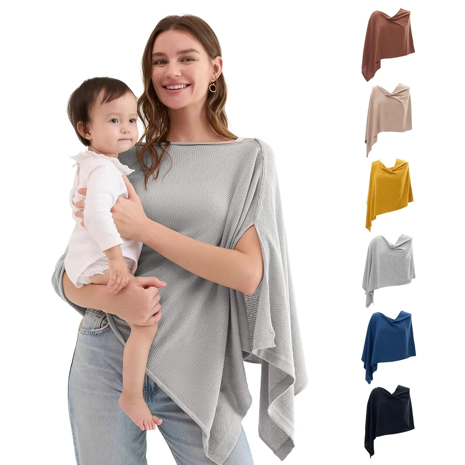 Momcozy Nursing Cover for Breastfeeding, Breathable Soft Privacy Poncho, Multi-Use Nursing Shawl, Portable Breast Feeding Covers for Women, Includes Laundry Bag