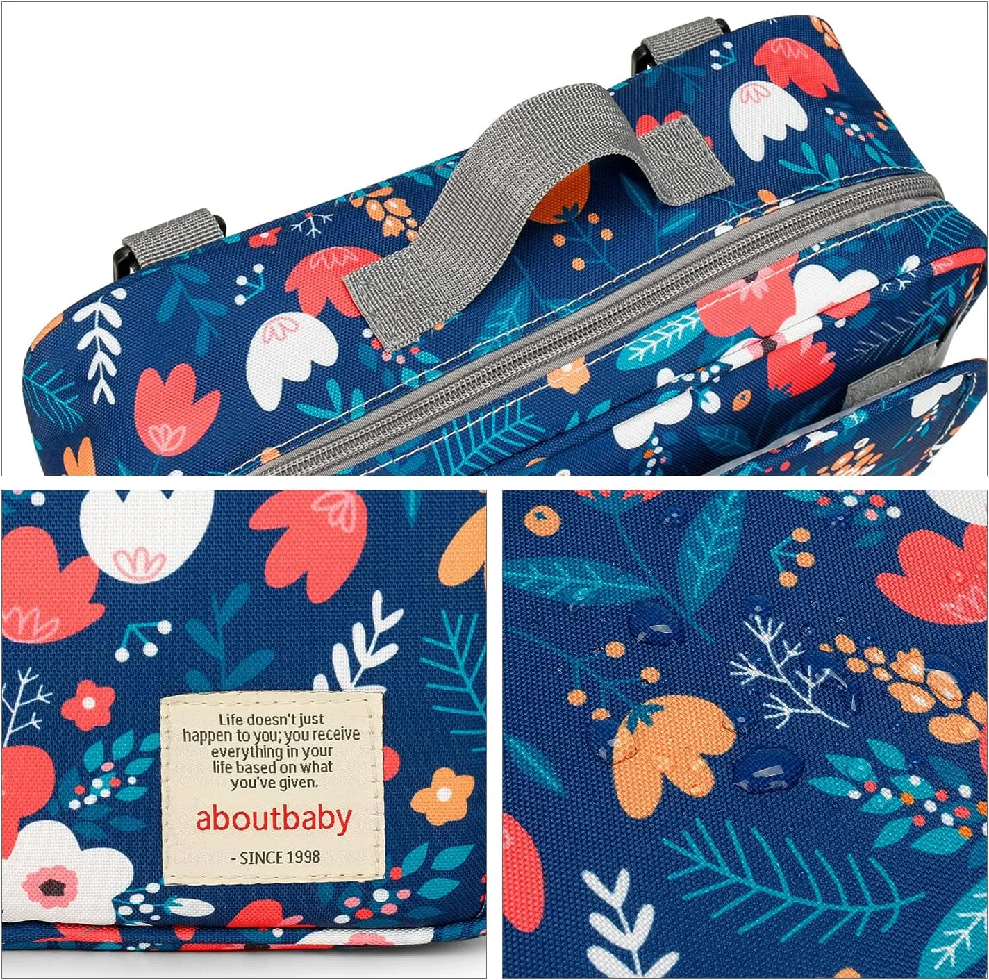 MOMIGO Baby Diaper Caddy Bag - Diaper Caddy Tote Baby Stroller Bag Nursery Storage Bin for Diapers, Wipes & Toys Mini Diaper Bag for Outdoor (Blue Flower