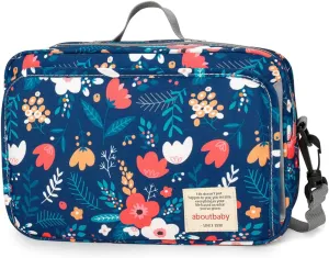 MOMIGO Baby Diaper Caddy Bag - Diaper Caddy Tote Baby Stroller Bag Nursery Storage Bin for Diapers, Wipes & Toys Mini Diaper Bag for Outdoor (Blue Flower
