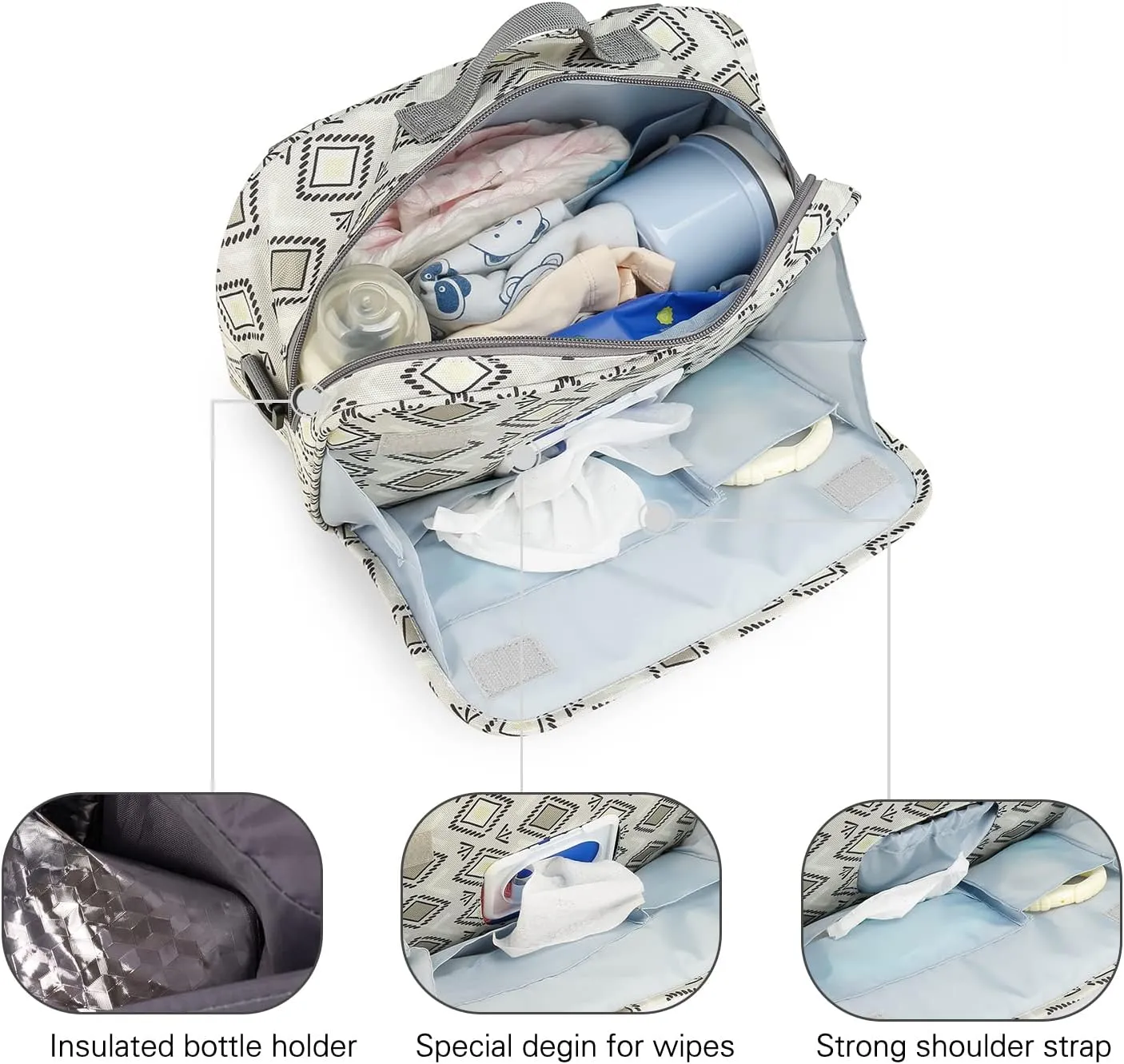 MOMIGO Baby Diaper Caddy Bag - Diaper Caddy Tote Baby Stroller Bag Nursery Storage Bin for Diapers, Wipes & Toys Mini Diaper Bag for Outdoor (Square)