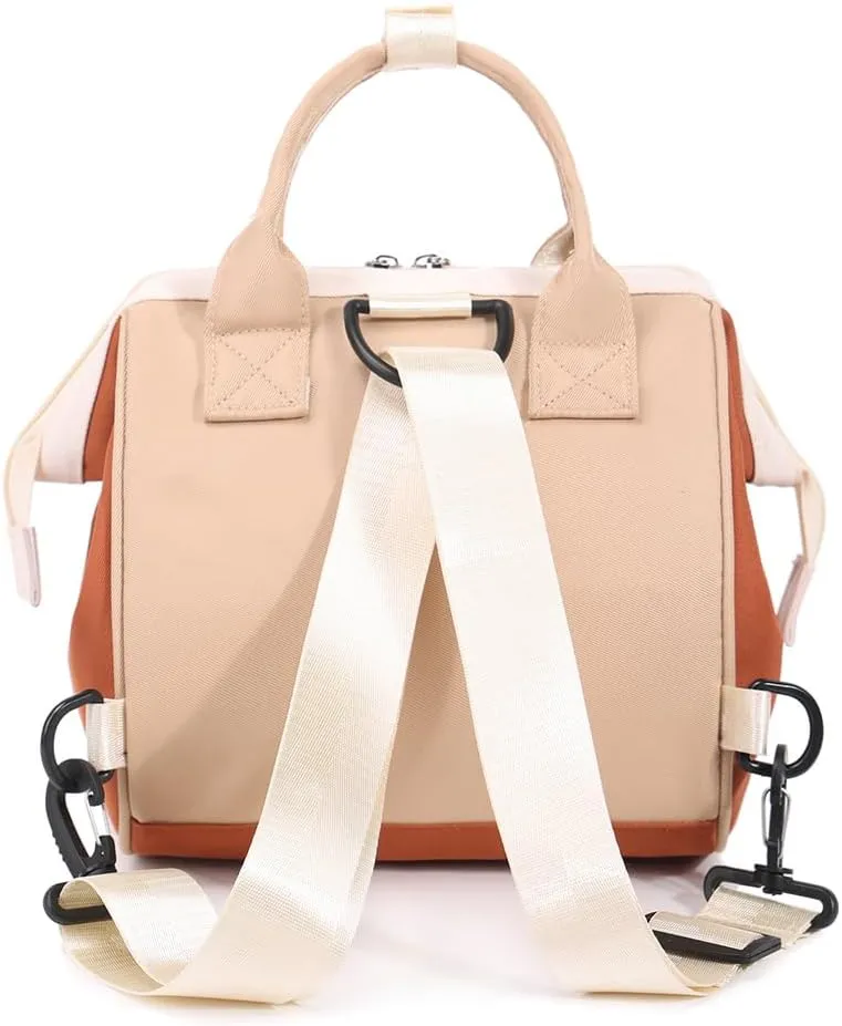 MOMIGO Small Diaper Bag Tote - Diaper Backpack Crossbody Baby Waterproof Multi-Function Mini Smart Light Diaper Bag for Outdoor (Brown)