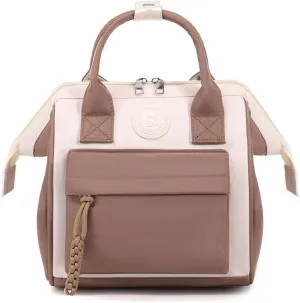MOMIGO Small Diaper Bag Tote - Diaper Backpack Crossbody Baby Waterproof Multi-Function Mini Smart Light Diaper Bag for Outdoor (Brown)