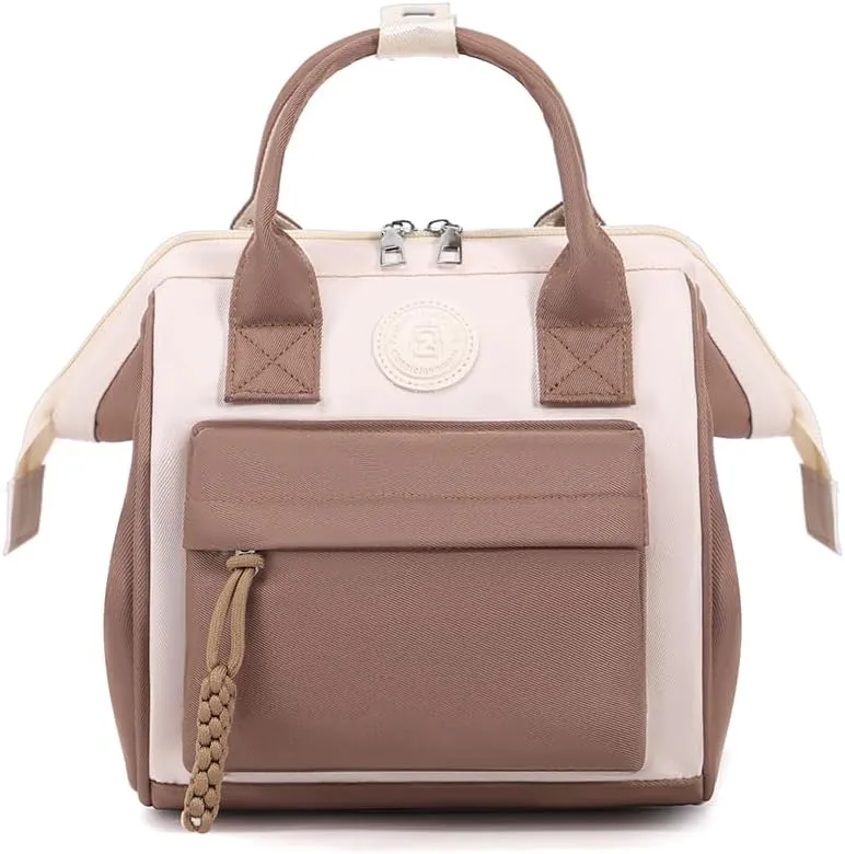 MOMIGO Small Diaper Bag Tote - Diaper Backpack Crossbody Baby Waterproof Multi-Function Mini Smart Light Diaper Bag for Outdoor (Brown)