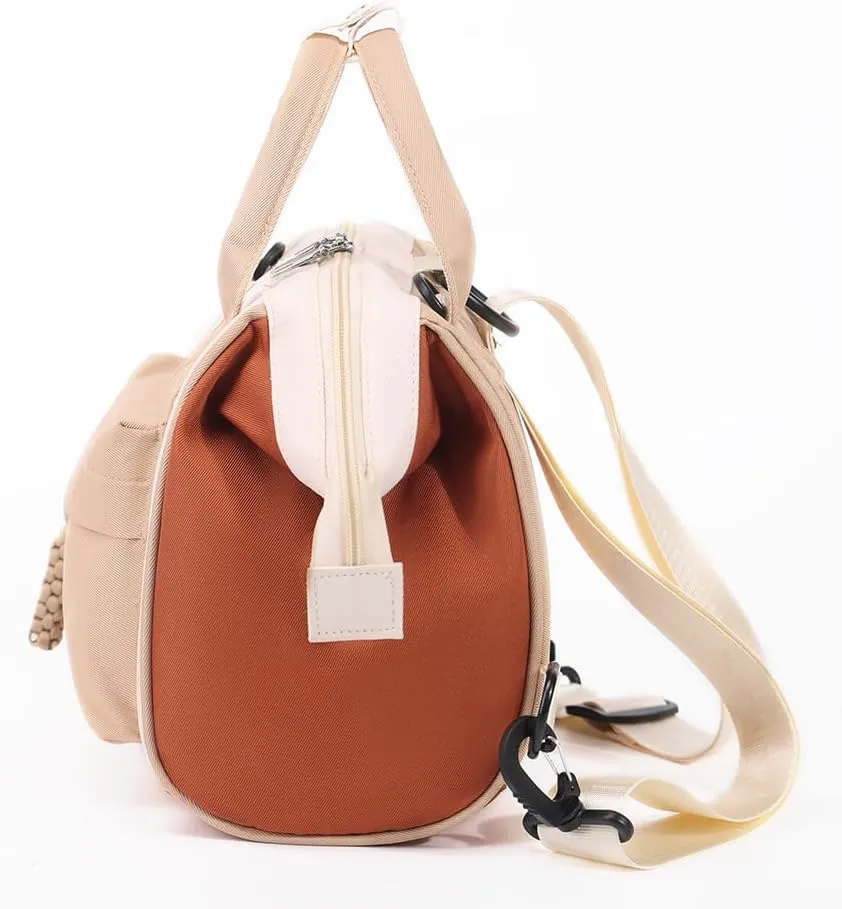 MOMIGO Small Diaper Bag Tote - Diaper Backpack Crossbody Baby Waterproof Multi-Function Mini Smart Light Diaper Bag for Outdoor (Brown)
