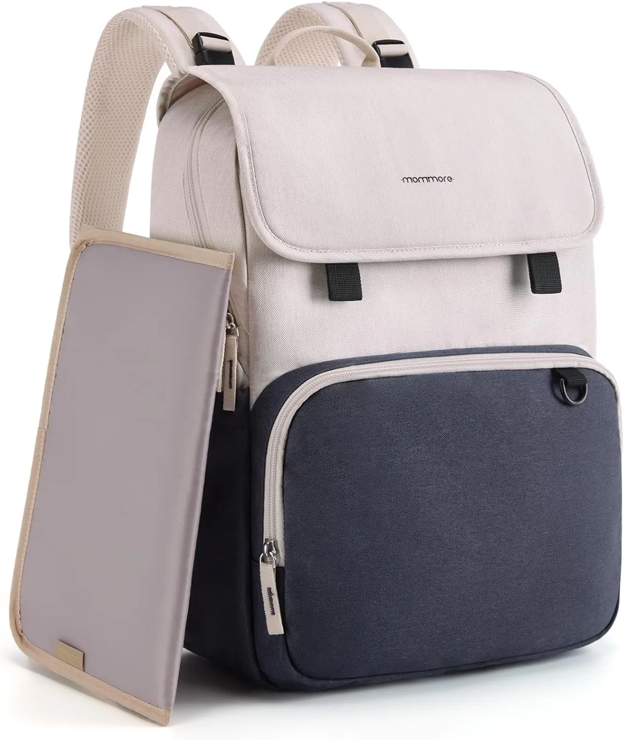 mommore Diaper Bag Backpack Unisex Baby Bag Large Diaper Bag with Changing Pad, Insulated Pockets, Stroller Buckles, Durable Travel Backpack with Luggage Strap