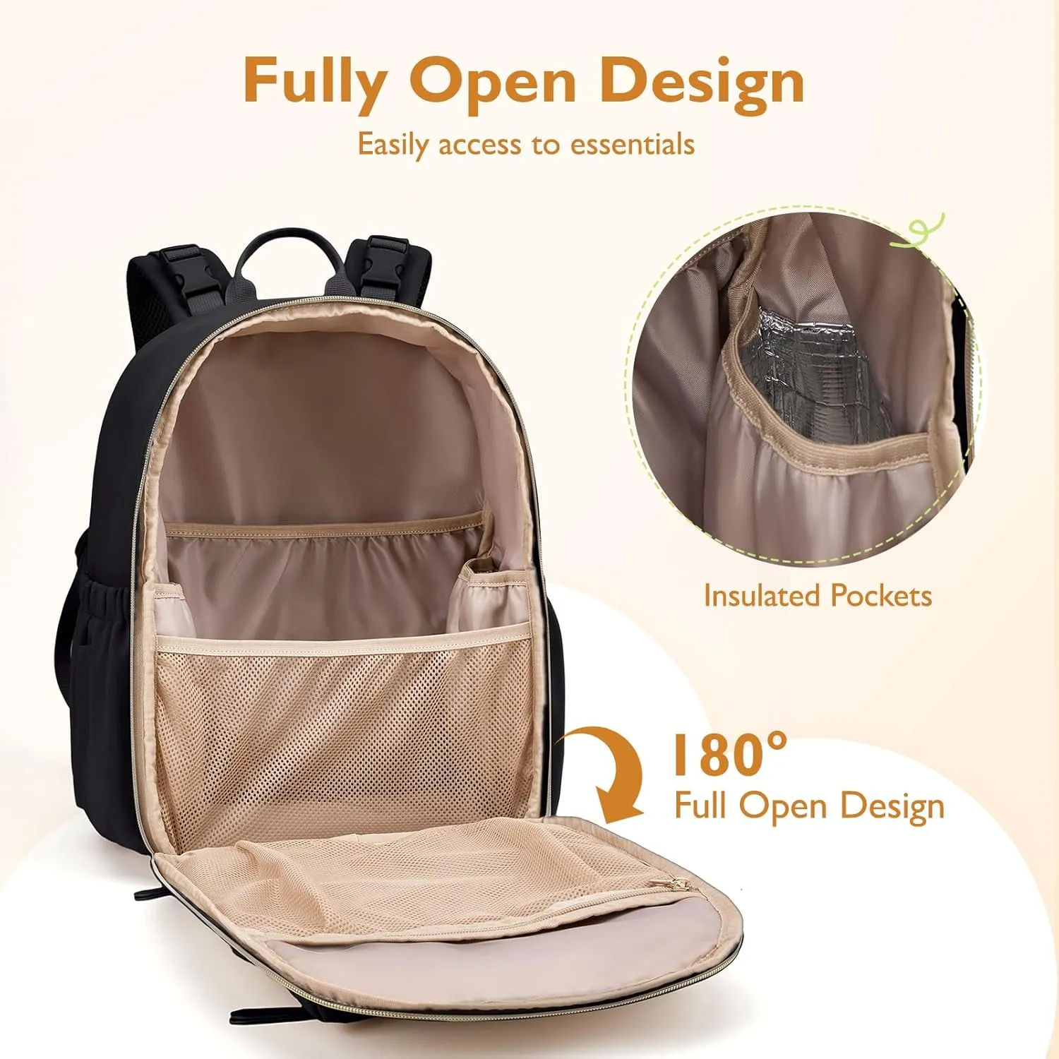mommore Neoprene Diaper Bag Backpack Small Baby Bag Travel Mini Diaper Backpack for Newborn with Insulated Pockets, Stroller Straps