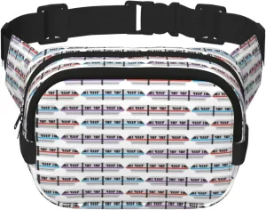 Monorail Train Print Square Double Layer functionality Waist Bag Unisex Crossbody Pack Travel Workout