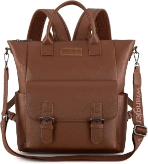 Montana West Wrangler Women's Convertible Backpack Purse Anti-Theft Brown Backpack with Adjustable Crossbody Shoulder Strap for Work Travel