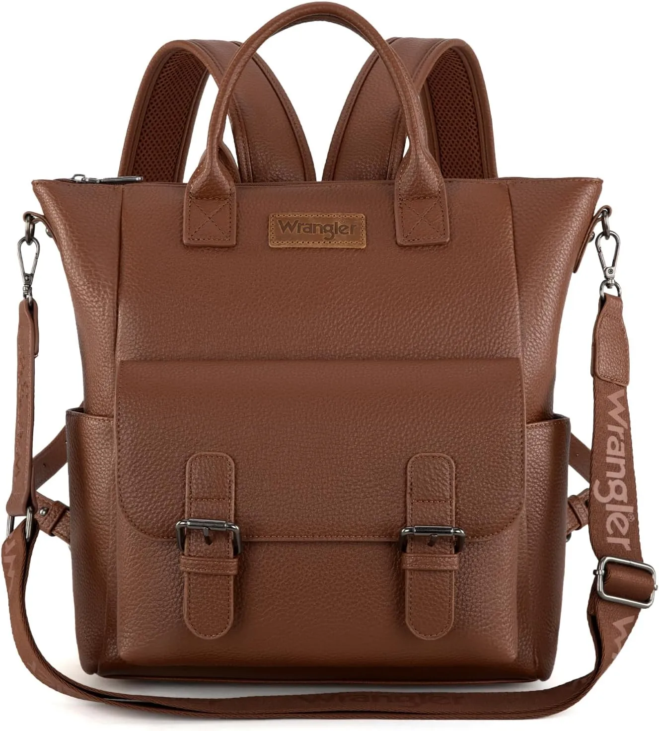 Montana West Wrangler Women's Convertible Backpack Purse Anti-Theft Brown Backpack with Adjustable Crossbody Shoulder Strap for Work Travel