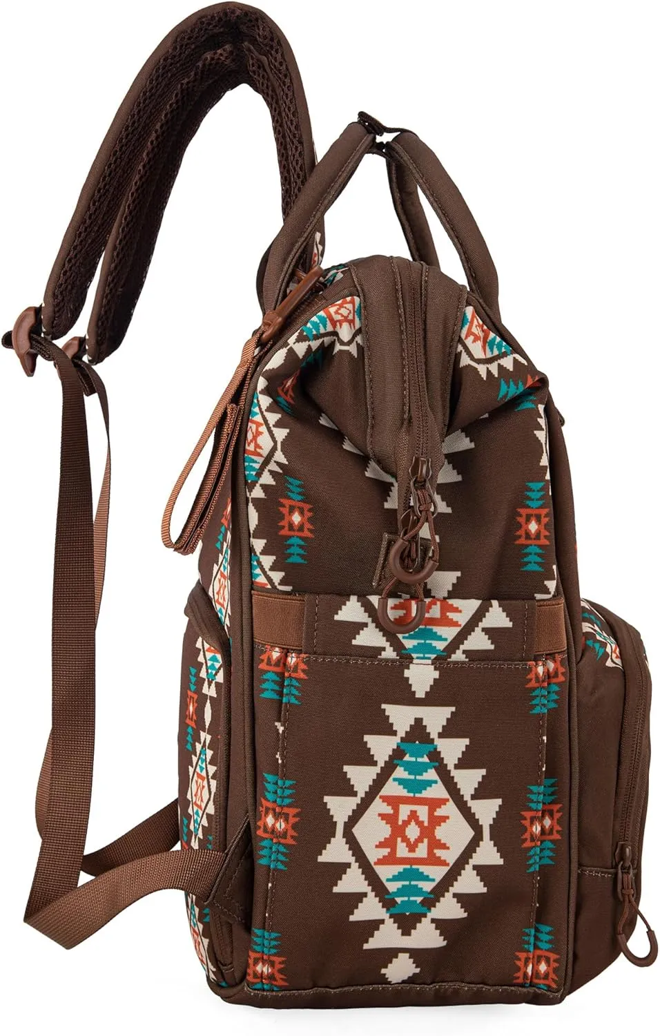 Montana West x Wrangler Diaper Bag Backpack Aztec Travel Backpack Purses Western Multi-Function Baby Bags for Mom with Waterproof Insulated Pockets