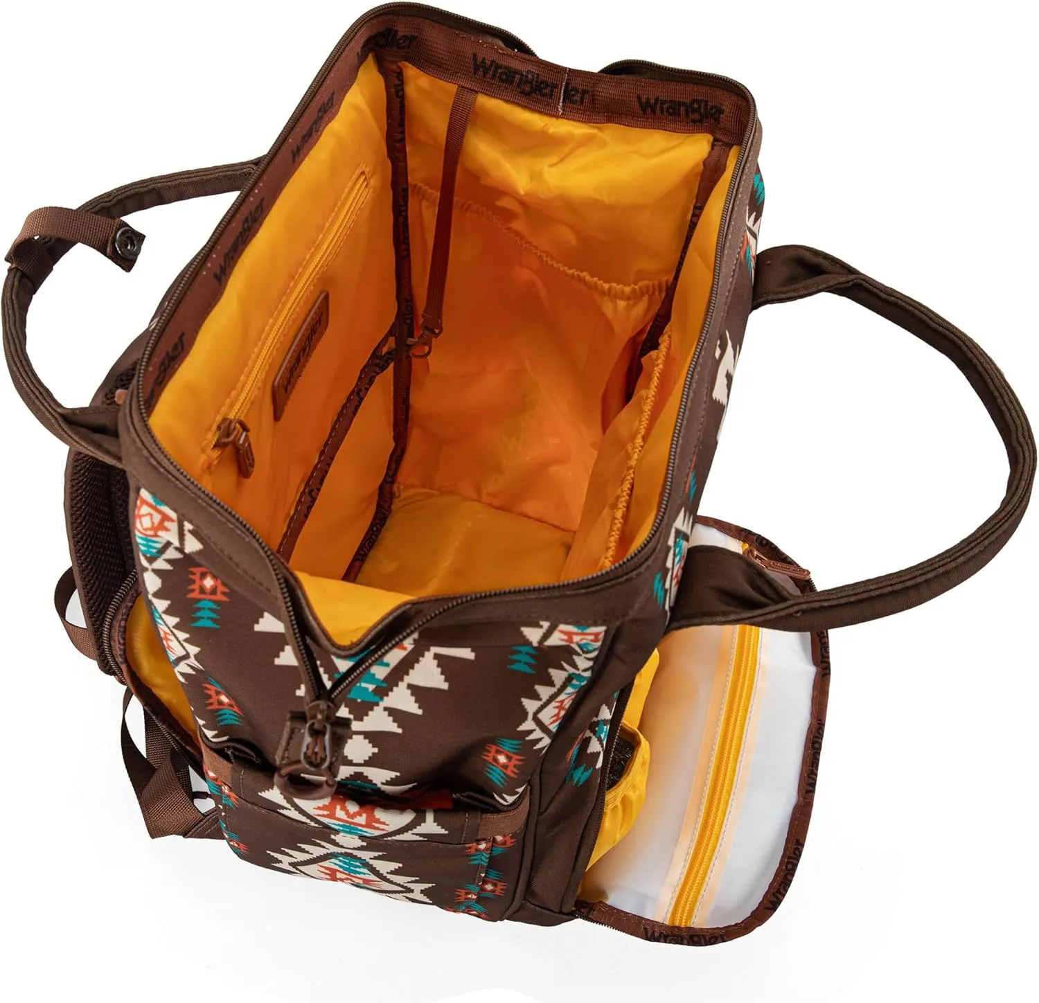 Montana West x Wrangler Diaper Bag Backpack Aztec Travel Backpack Purses Western Multi-Function Baby Bags for Mom with Waterproof Insulated Pockets