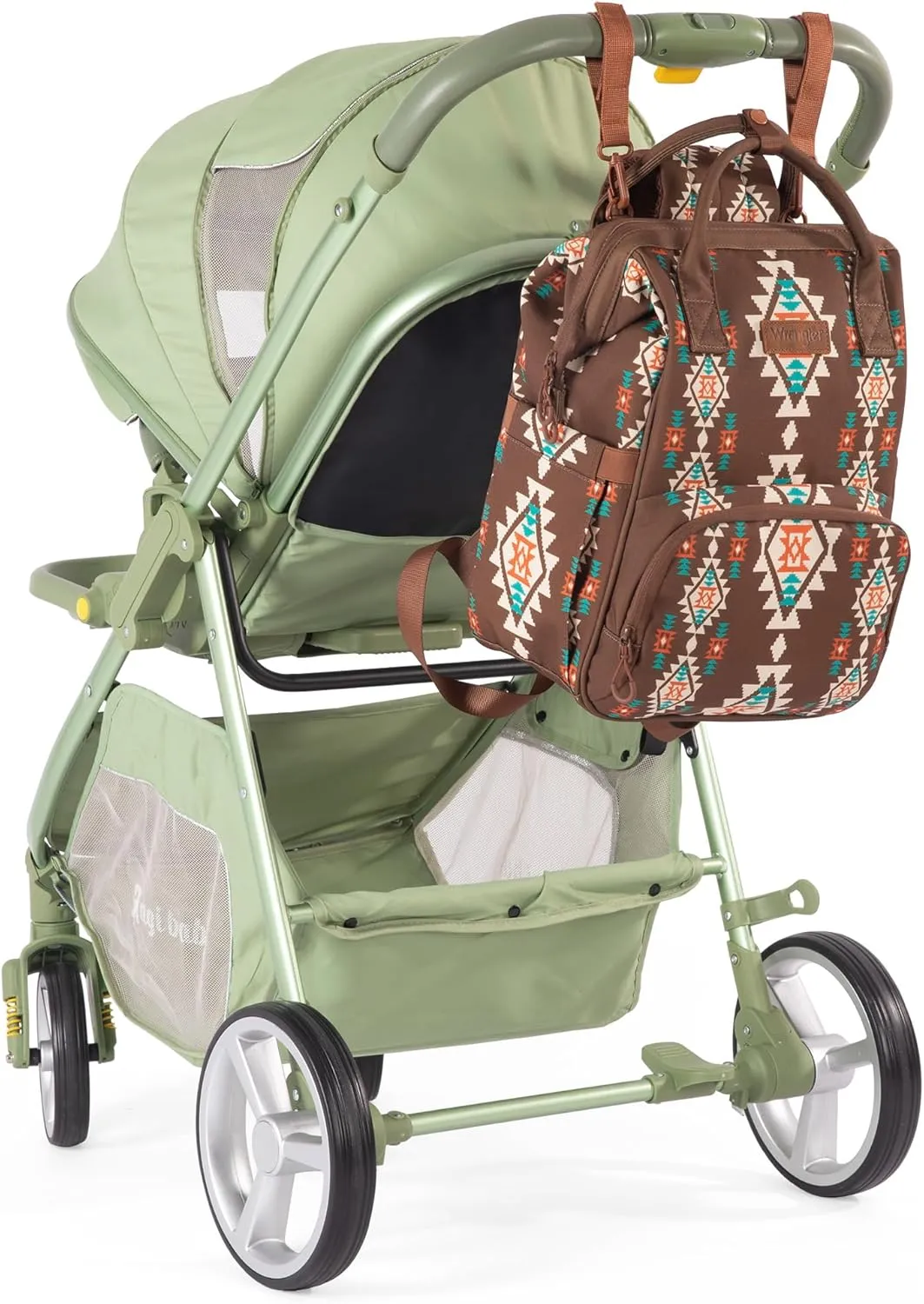 Montana West x Wrangler Diaper Bag Backpack Aztec Travel Backpack Purses Western Multi-Function Baby Bags for Mom with Waterproof Insulated Pockets