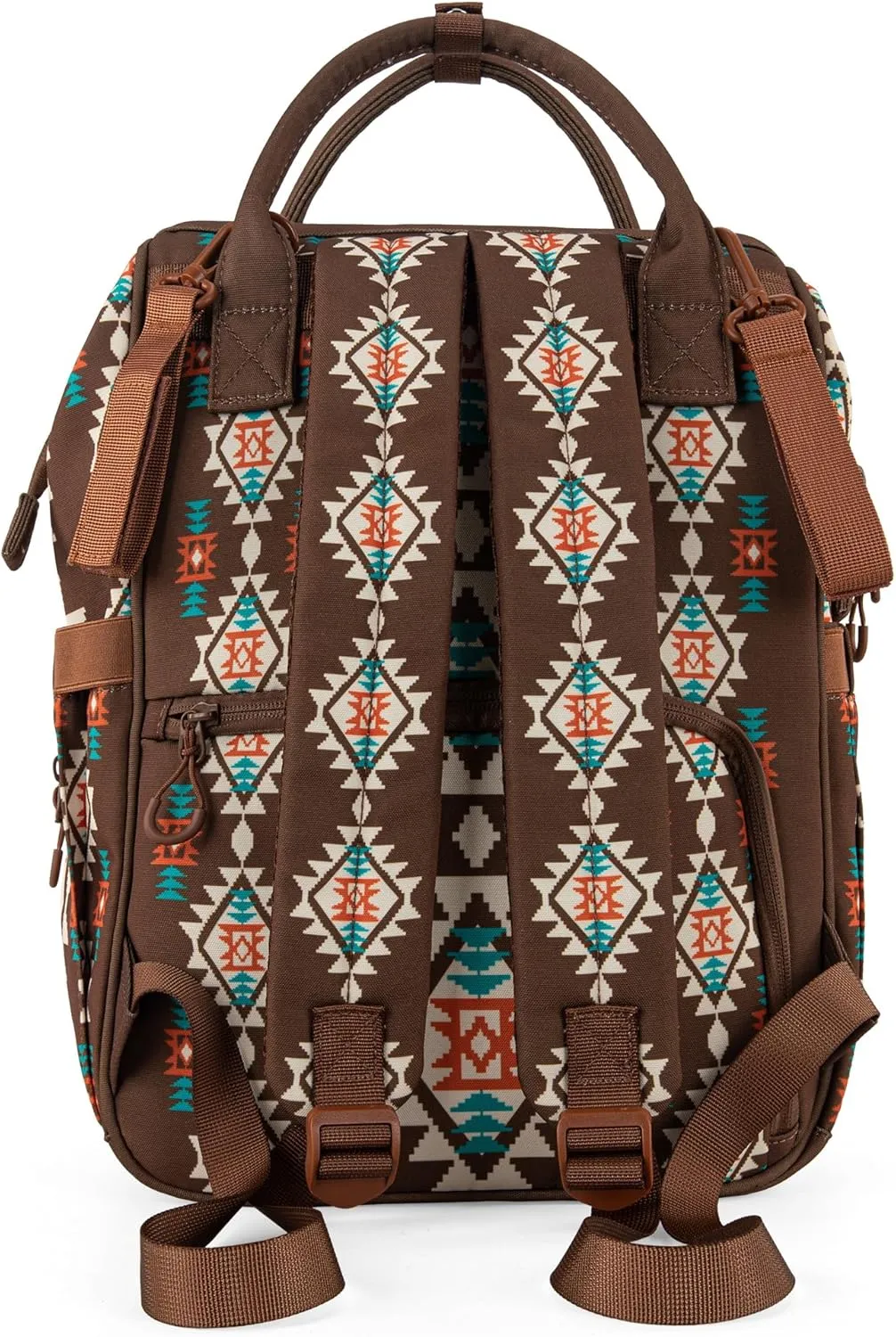 Montana West x Wrangler Diaper Bag Backpack Aztec Travel Backpack Purses Western Multi-Function Baby Bags for Mom with Waterproof Insulated Pockets