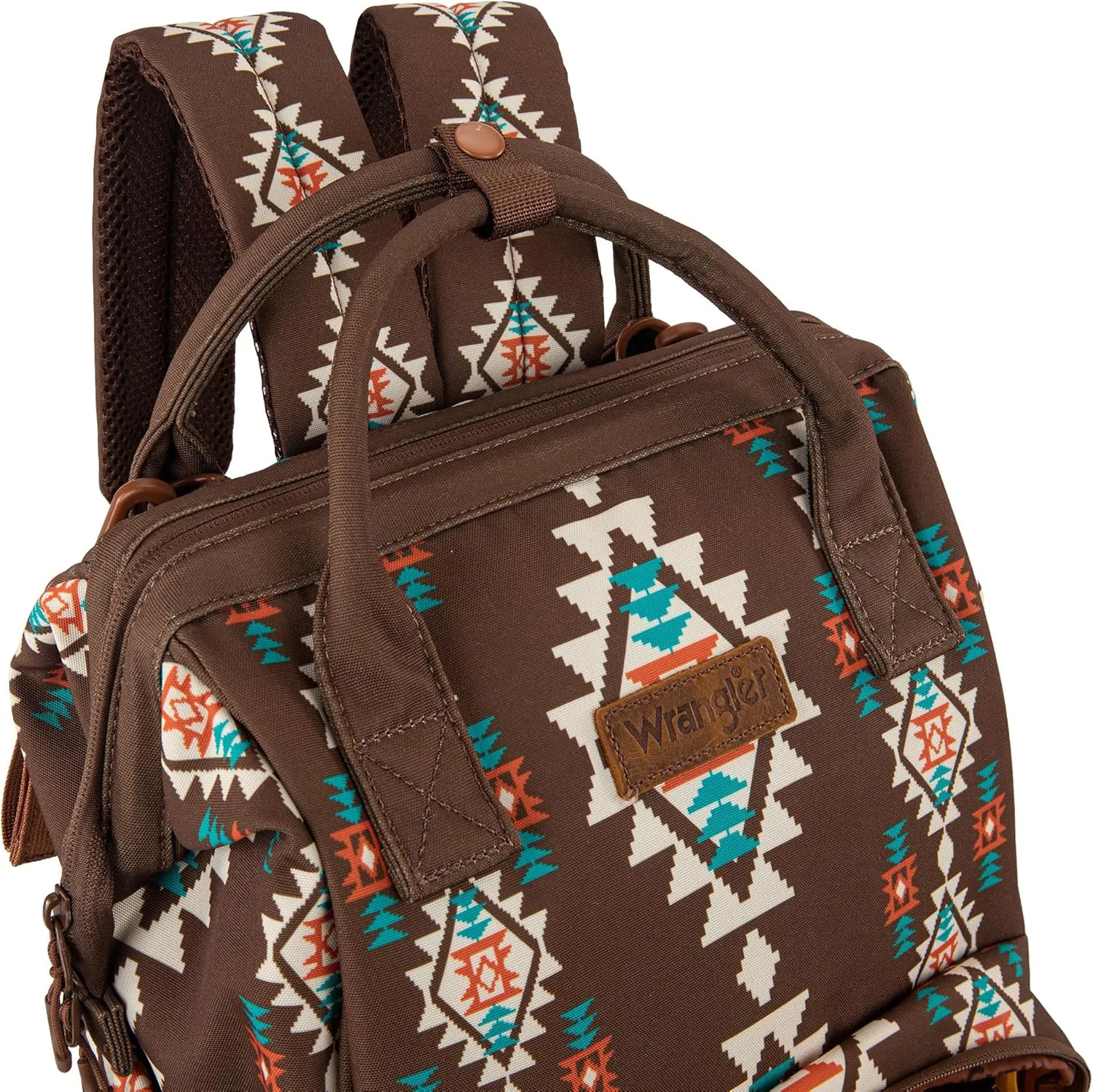 Montana West x Wrangler Diaper Bag Backpack Aztec Travel Backpack Purses Western Multi-Function Baby Bags for Mom with Waterproof Insulated Pockets
