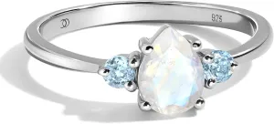 Moon Magic - Authentic Rainbow Moonstone, Ruby, Garnet, Rose Quartz, Obsidian, Amethyst, Multi Color Rings/Real 925 Sterling Silver - 18k Rose Yellow Gold Birthstone Rings for Women/Genuine Gemstones