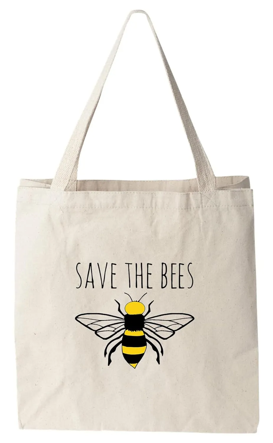 Moonlight Makers, Save The Bees, 100% Cotton Canvas, Natural Tote Bag, Full-Color Tote, Funny Design