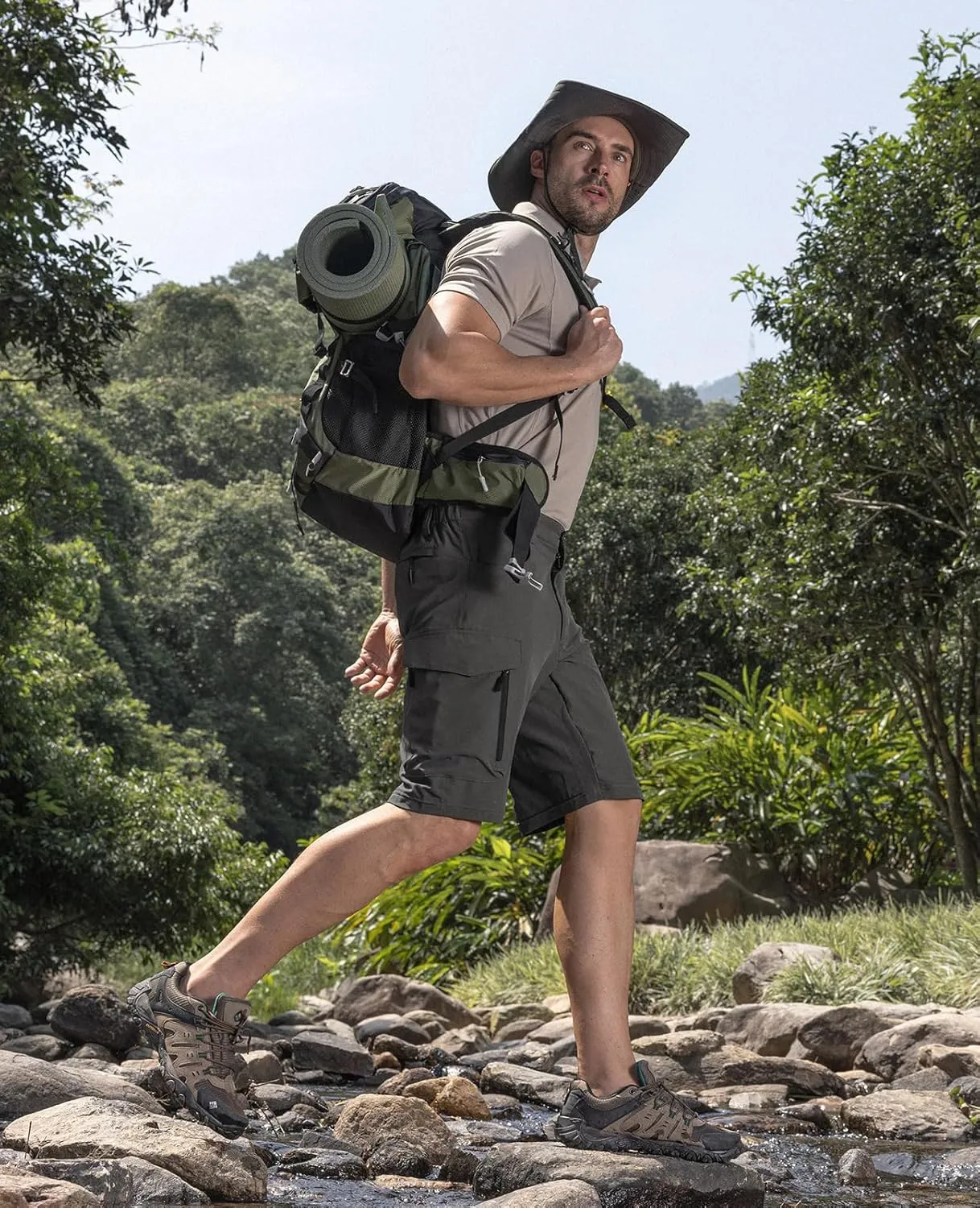 Moosehill Men's Hiking Cargo Shorts with 7 Pockets Quick Dry for Casual Work