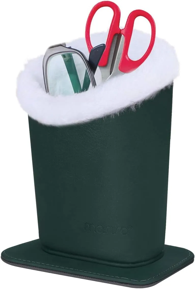 MOSISO Eyeglasses Holder, Plush Lined PU Leather Stand Case with Magnetic Base