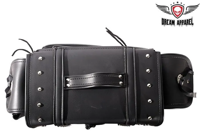 Motorcycle Sissy Bar Bag With Studs & Velcro
