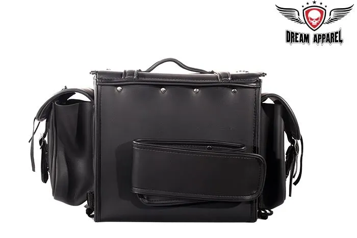 Motorcycle Sissy Bar Bag With Studs & Velcro