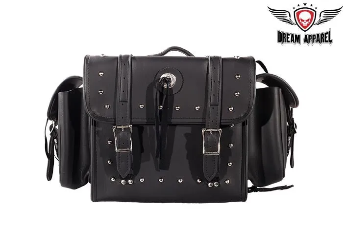 Motorcycle Sissy Bar Bag With Studs & Velcro