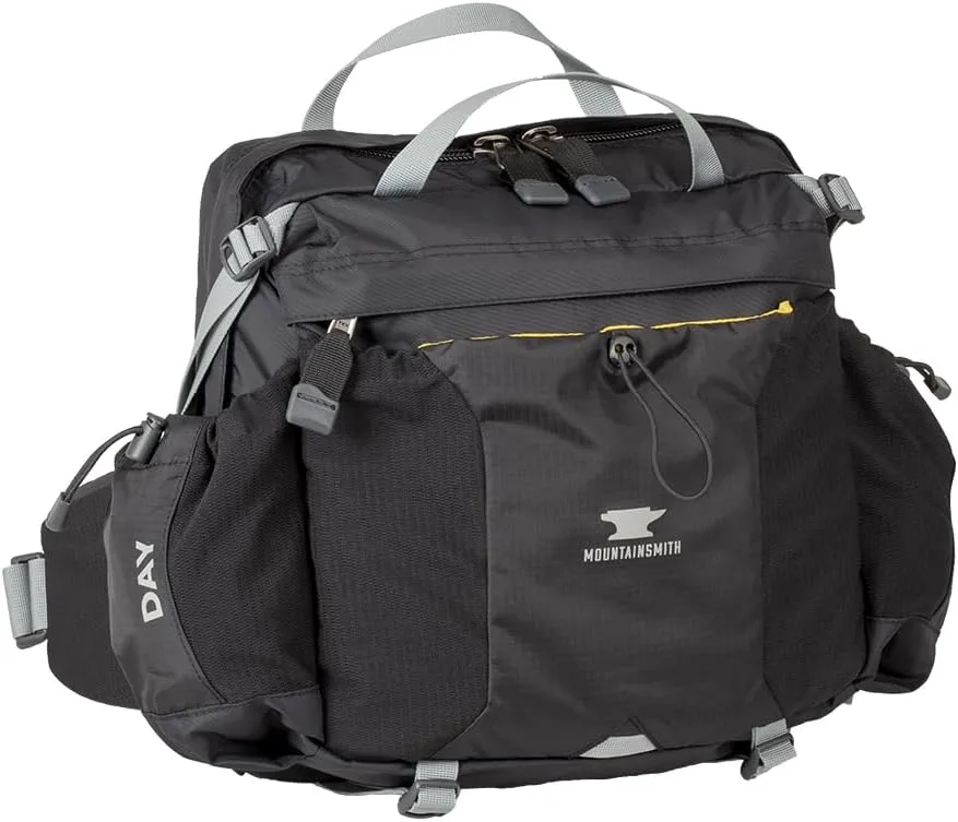 Mountainsmith Day Lumbar Waist pack, Running, Hiking, Cycling, Travel, and Outdoor Sport Activities with Dual Water Bottle Holders, Grey Black