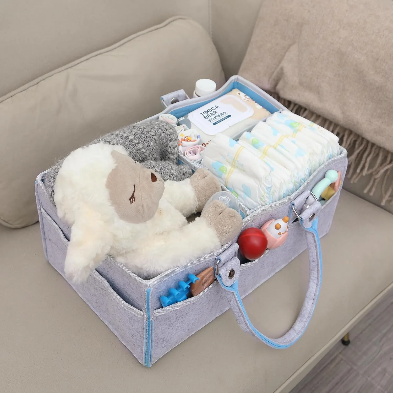 Mr. Pen- Baby Diaper Caddy Organizer, Blue Inside, Diaper Organizer, Car Diaper Caddy, Baby Caddy Organizer, Portable Diaper Caddy, Diaper Organizer for Changing Table, Baby Organizer for Nursery