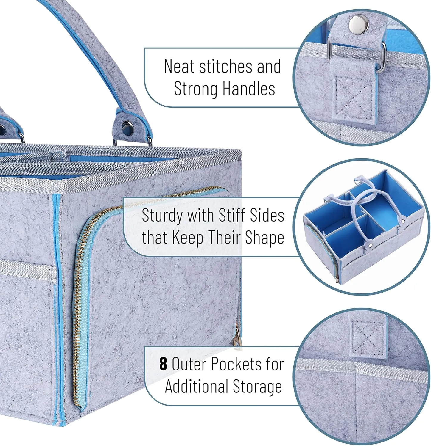 Mr. Pen- Baby Diaper Caddy Organizer, Blue Inside, Diaper Organizer, Car Diaper Caddy, Baby Caddy Organizer, Portable Diaper Caddy, Diaper Organizer for Changing Table, Baby Organizer for Nursery