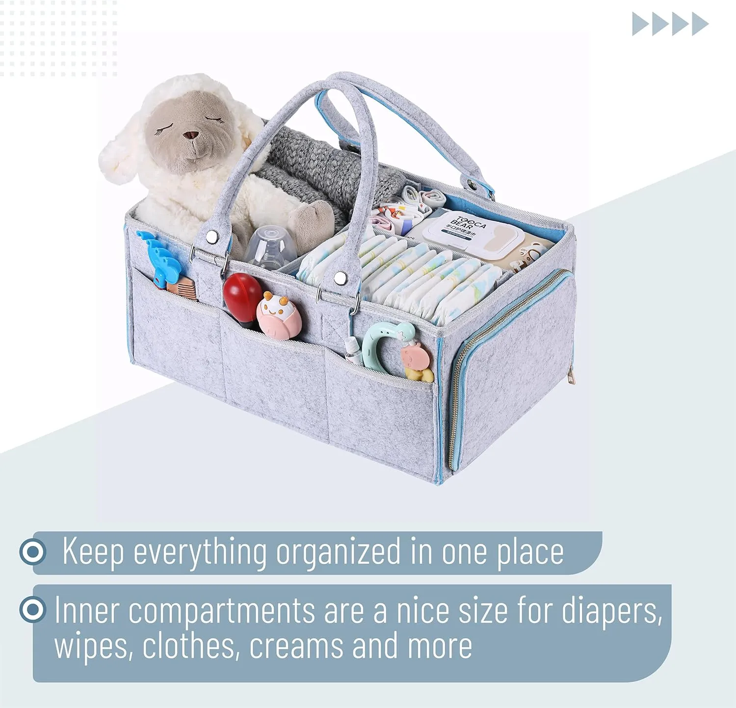 Mr. Pen- Baby Diaper Caddy Organizer, Blue Inside, Diaper Organizer, Car Diaper Caddy, Baby Caddy Organizer, Portable Diaper Caddy, Diaper Organizer for Changing Table, Baby Organizer for Nursery