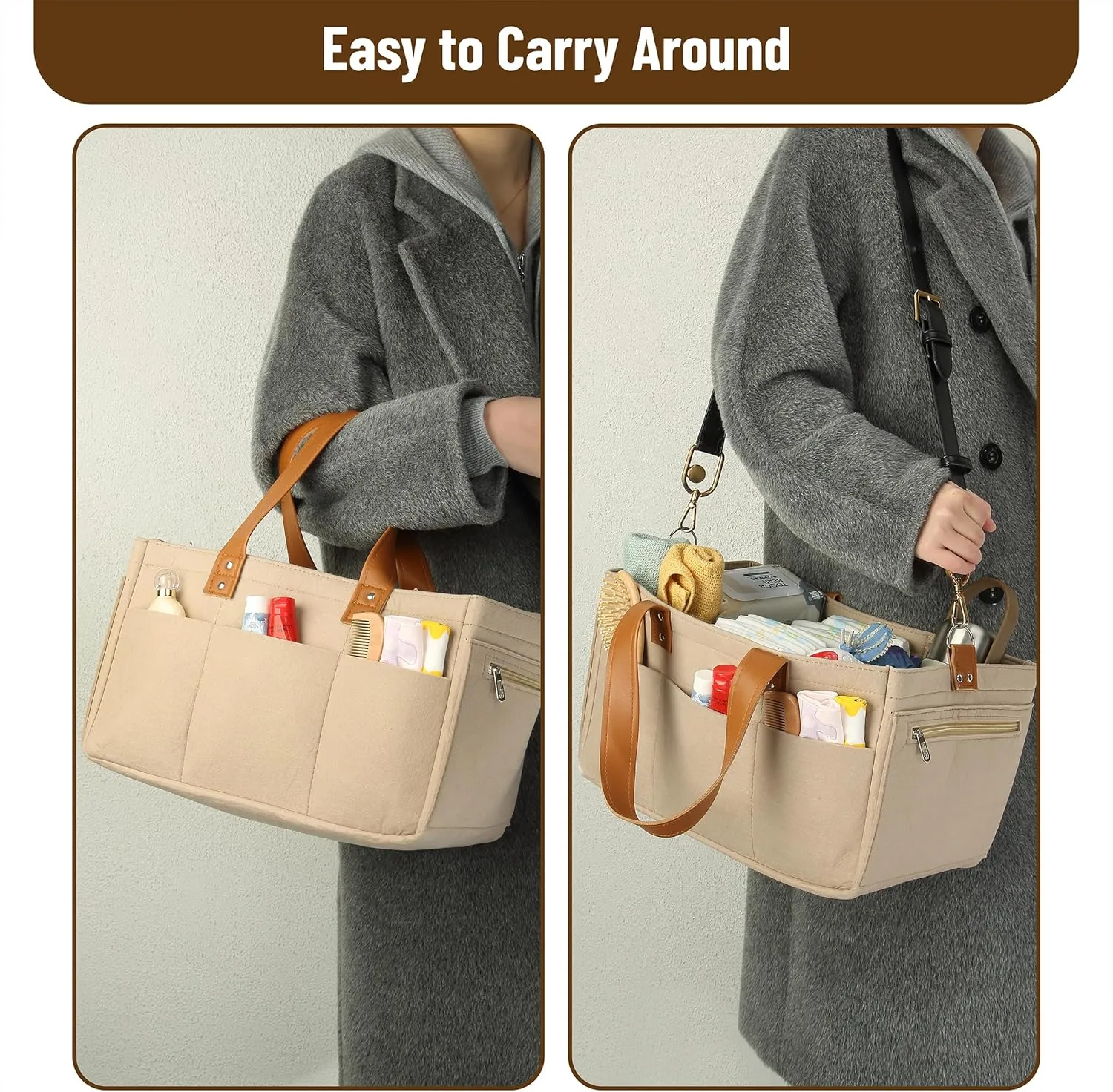 Mr. Pen- Baby Diaper Caddy Organizer, Leather Strap, Baby Organizer, Car Diaper Caddy, Baby Caddy Organizer, Portable Diaper Caddy, Diaper Organizer for Changing Table, Baby Organizer for Nursery