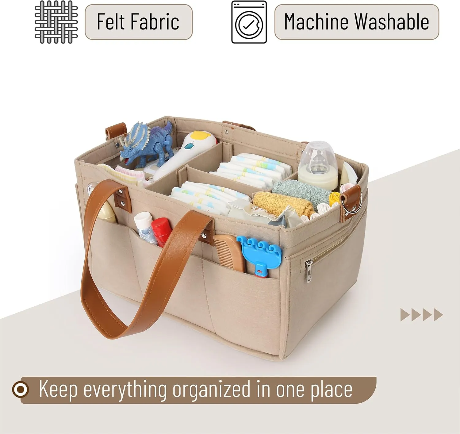 Mr. Pen- Baby Diaper Caddy Organizer, Leather Strap, Baby Organizer, Car Diaper Caddy, Baby Caddy Organizer, Portable Diaper Caddy, Diaper Organizer for Changing Table, Baby Organizer for Nursery