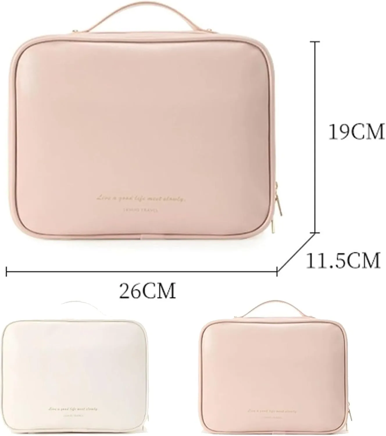 Multi-Compartment Toiletry Cosmetics Bag, Portable & Large Capacity Makeup Bag with Compartments, multi compartment toiletry Bag for Travel (Brown*2)