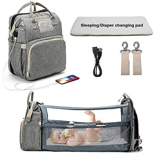 MULTI-FUNCTIONAL FASHION PORTABLE FOLDING CRIB BABY DIAPER BAG