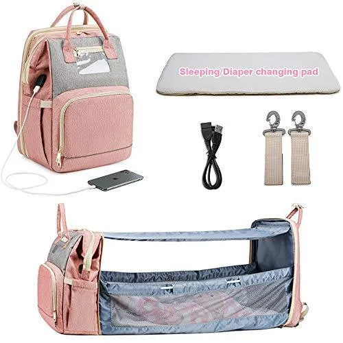 MULTI-FUNCTIONAL FASHION PORTABLE FOLDING CRIB BABY DIAPER BAG