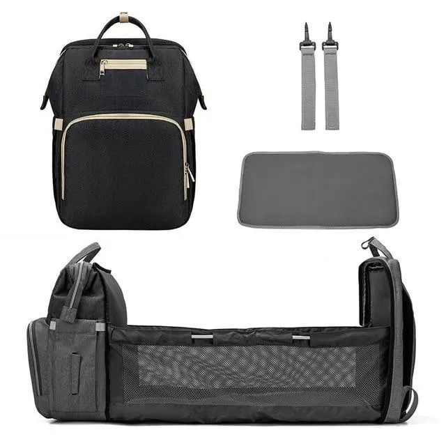 MULTI-FUNCTIONAL FASHION PORTABLE FOLDING CRIB BABY DIAPER BAG