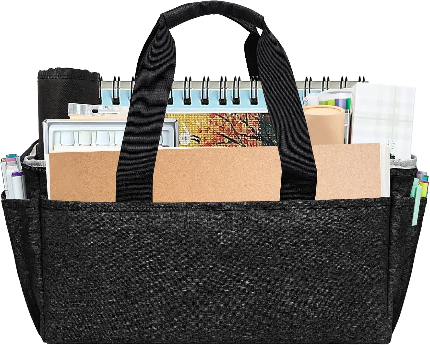 Multi-Functional Tote Bag - Craft, Art, Sewing, Travel, Daily Use, Office - Grey, Black