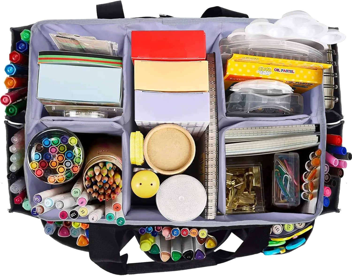 Multi-Functional Tote Bag - Craft, Art, Sewing, Travel, Daily Use, Office - Grey, Black