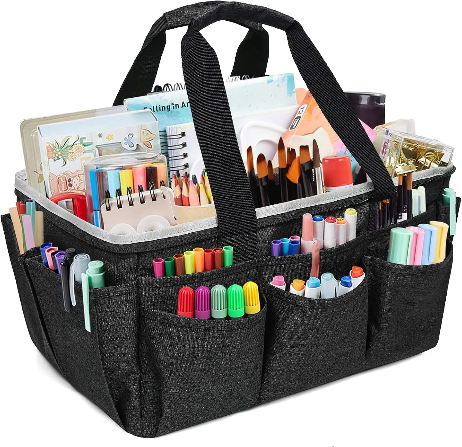 Multi-Functional Tote Bag - Craft, Art, Sewing, Travel, Daily Use, Office - Grey, Black