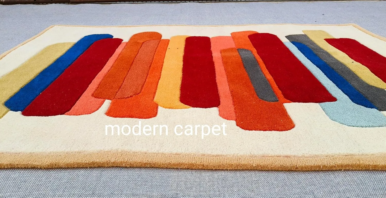 Multi Geometric Rugs Accent Oriental Carpet for Bedroom Kitchen Dining Living Room Modern Indoor Entry Entrance Floor Rugs by Modern Carpet (3x5 Feet)