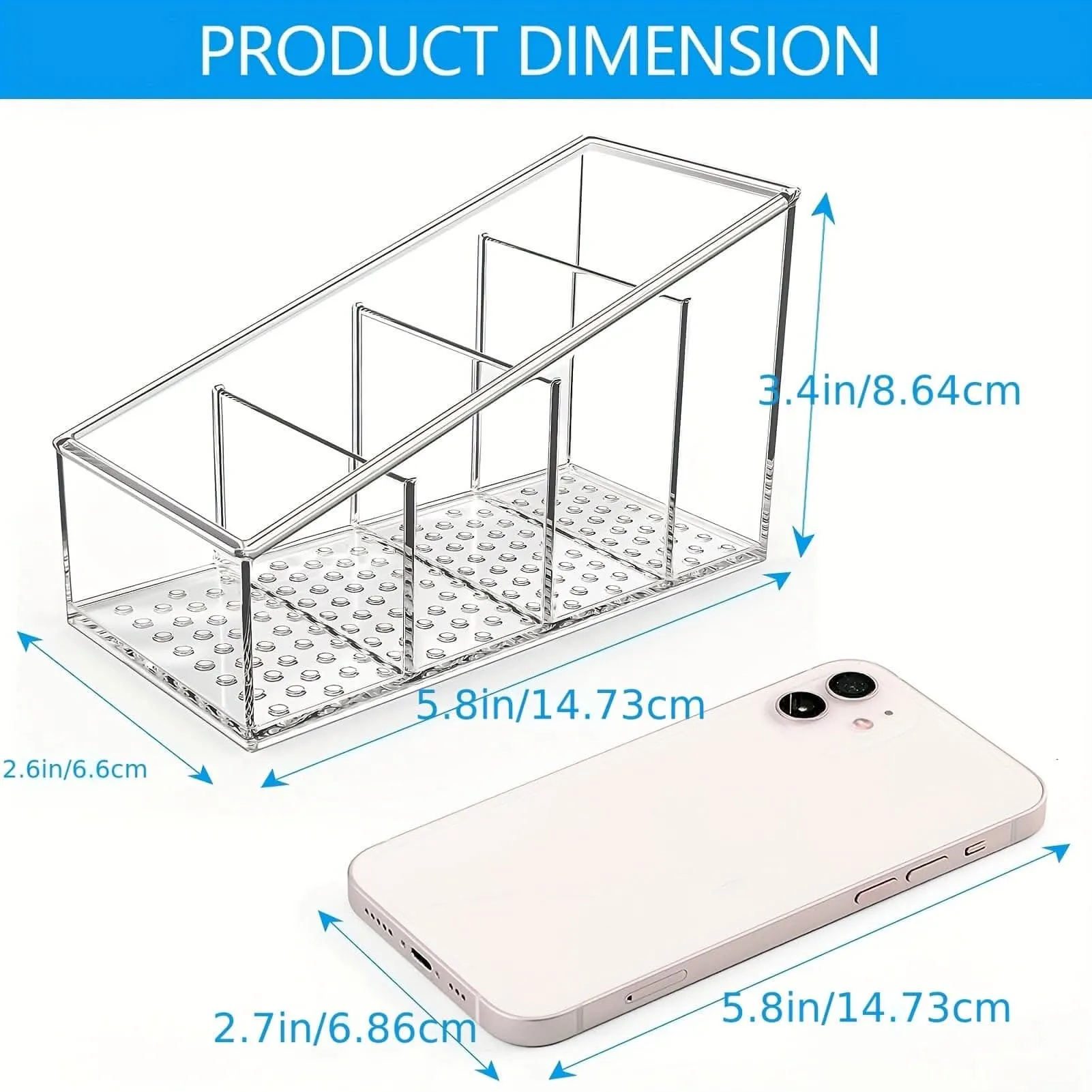 Multi-Height Acrylic Cosmetic Holder – 4-Compartment Organizer