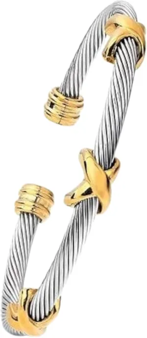 Multi Twisted Cable Wire Cross Bracelet For Women Men Classic Stainless Steel Fashion Stackable OPen Bangle Open Cuff Bangles Vintage Jewelry